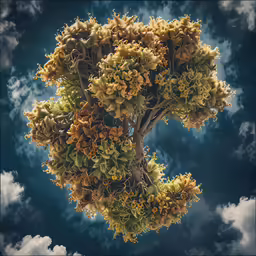 an abstract tree photo with the sky in the background