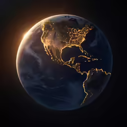 the view from space shows the bright lights of cities on the earth
