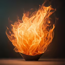 a bowl on fire with flames coming out of it