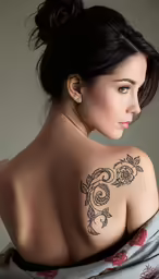 this is a photo of a girl with a nice tattoo