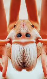 a person holds their hands up to show the back of their face
