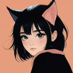 an anime girl with cat ears on her head