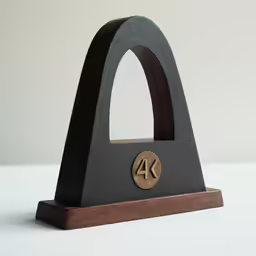 a wooden trophy sitting on top of a counter