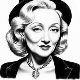 a drawing of a woman wearing pearls