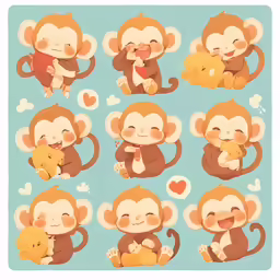 cartoon monkey with lots of different expressions