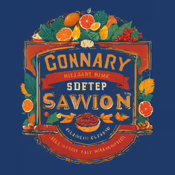 an illustration of a logo for a sav on the front cover of the book,an old fashioned thanksgiving label is displayed