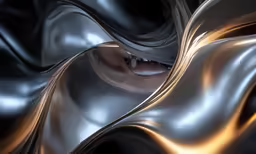an abstract composition consisting of shiny metallic fabric
