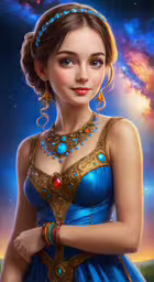 a painting of a pretty young girl in an elegant dress