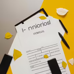 a sheet of paper with yellow flowers next to it and a pair of black pens laying on top