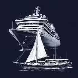 a big boat on the water with a large ship in it