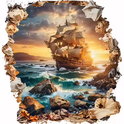 this is an image of a ship on the water