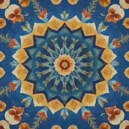 a multicolored pattern with leaves and flowers in it