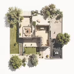 a large open area with several beds and a dining room