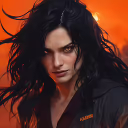 the portrait of a woman with flowing hair