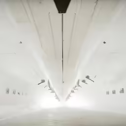 two fighter jets in an airport with fog