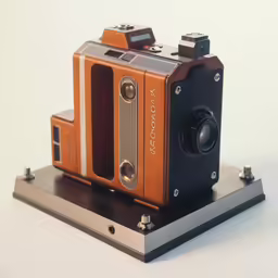 an antique looking camera on display on a table