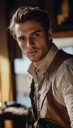 young man wearing formal attire is taking a photo