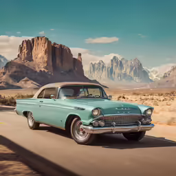 a car parked in the middle of the desert