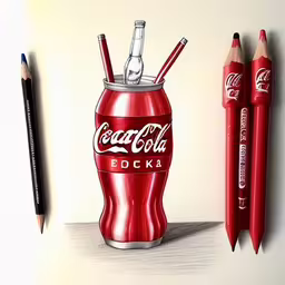 a painting of a coca cola cup with a soda bottle in it