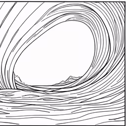 an abstract painting of a wave in black and white