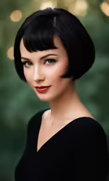 a beautiful woman in a black dress posing for a picture