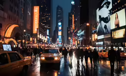 a crowd of people cross a street in the rain