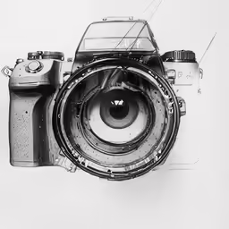 black and white photo of a camera with no flash