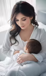 a woman holding her baby in her arms
