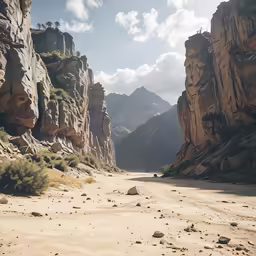 a large rocky mountain range on a sunny day