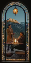 a man and a woman having a party outside