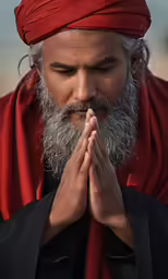 a man with a white beard wearing a red hat
