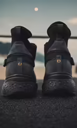 the black shoes are very high up