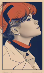 a woman with a very red bun in her hair