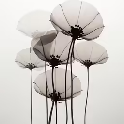 the art of flower arrangements, with their petals blowing in the wind