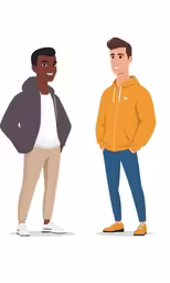 two men standing side by side with one in his jacket