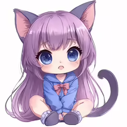 an anime character with long hair wearing a blue shirt and purple pants