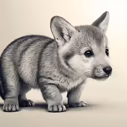 the baby grey fox has been drawn on to a white background