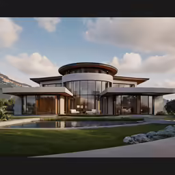 a white home has an oval design