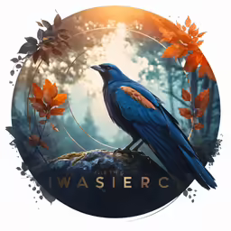 a blue bird sitting on a branch in front of some trees