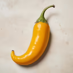 a yellow pepper is sitting on a surface