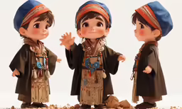 three young children wearing native clothing and holding their hands up
