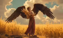 the large bird is flying in the sky