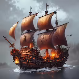 a computer generated illustration of a steam ship