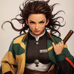 an illustration of a woman with long dark hair