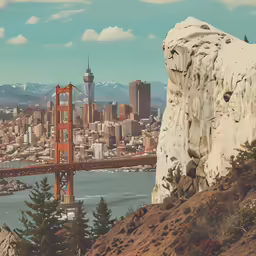 the view of the city and a bridge from across the valley