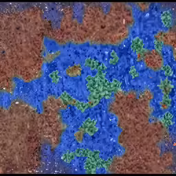 an abstract painting in shades of blue and brown