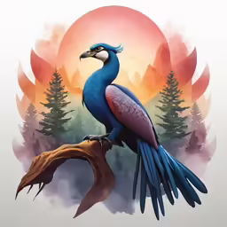 blue and pink bird perched on top of a tree branch