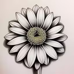 an image of a large flower that is drawn,an image of a flower drawn on paper