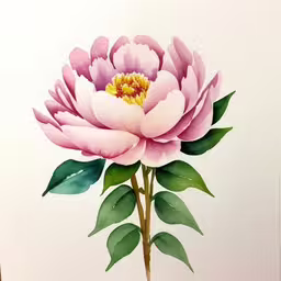 a watercolor drawing of pink flowers with leaves,a picture of a pink flower with leaves