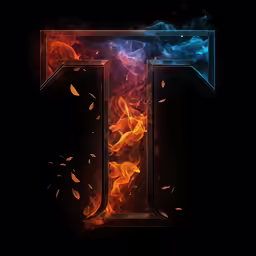 fire and ice in the shape of the letter t
